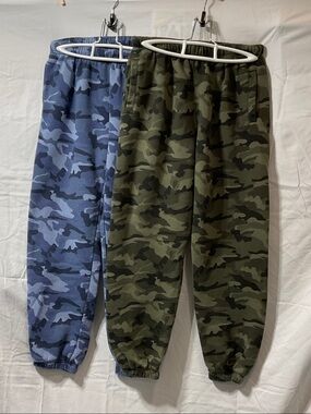 George Camo Jogger Pants in Olive Green and Blue